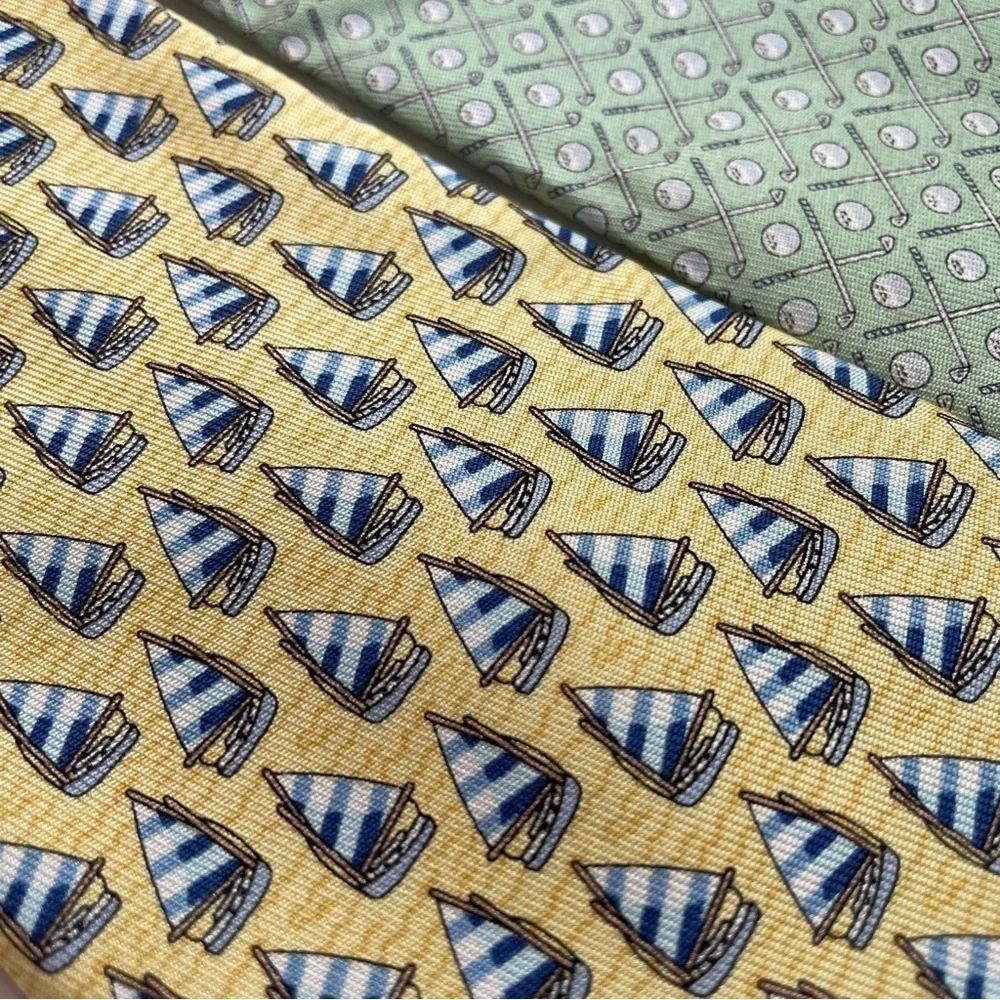 Vineyard Vines Bundle Two Silk Ties Preppy Sailboats Golf Martha’s Vineyard